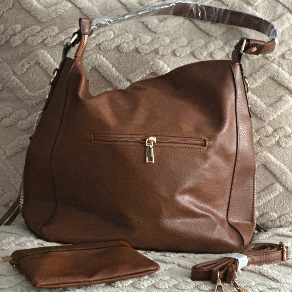 Chic Brown Leather Hobo Bag